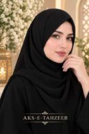 Classic Black Crepe Hijab – Soft Matte Finish & Easy Drape